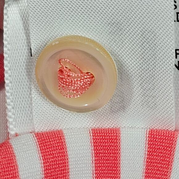 Peter Millar Summer Comfort Men's Coral and White Striped Polo Size M - Picture 9 of 11